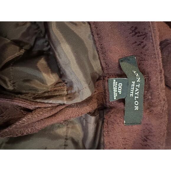 Ann Taylor Petite 00 Burgundy Jacquard Pants - Picture 5 of 5